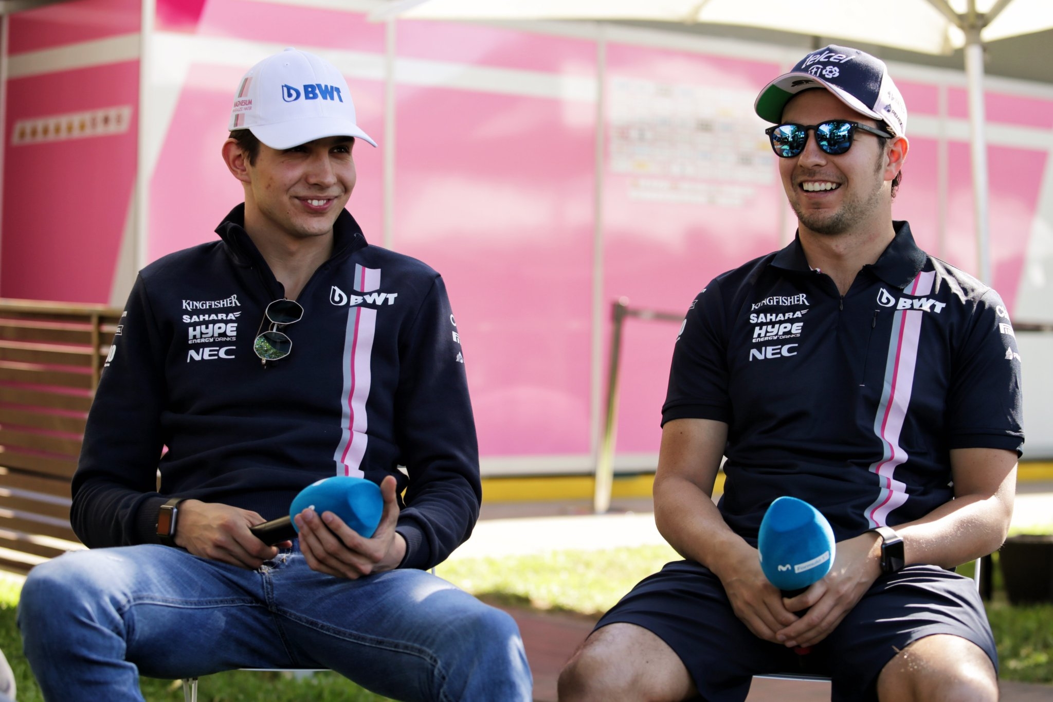 Sergio Pérez y Esteban Ocon en Melbourne 2018-Force India